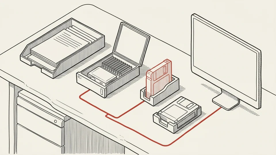 Documents, processing equipment, two model versions and an application; the red route passes through the selected version.